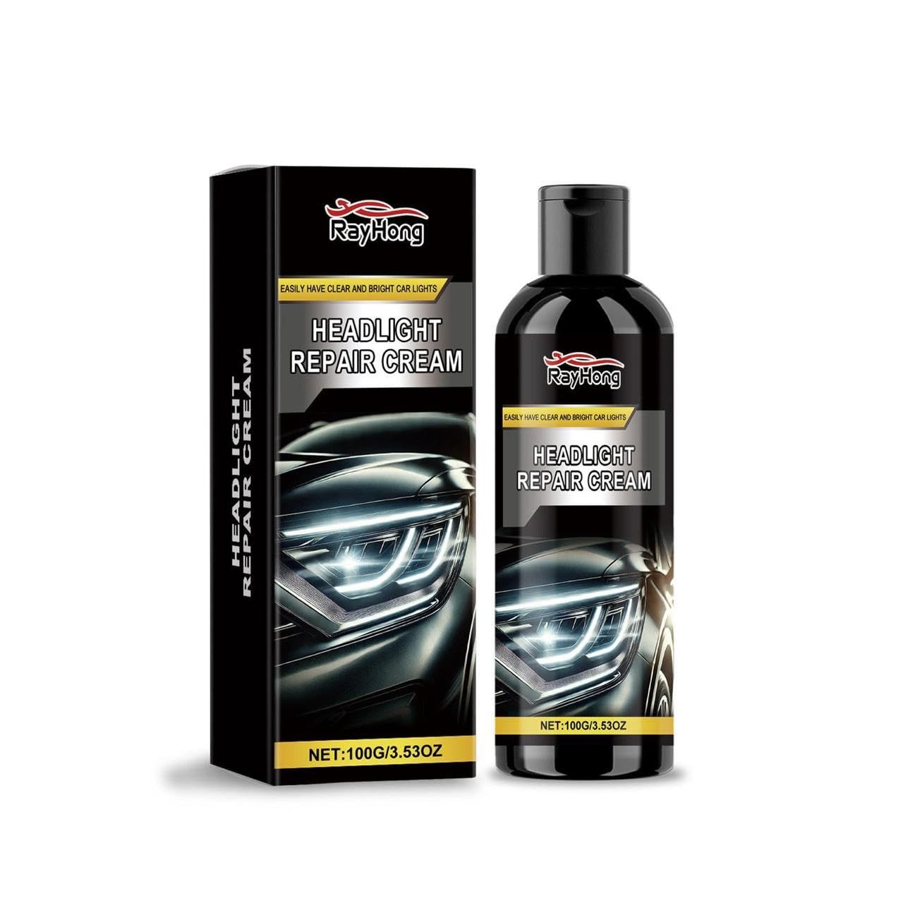 Car Headlight Restoration Kit – Clears Scratches, Dirt & Oxidation for Crystal Clear Headlights, Easy to Apply, Long-Lasting Shine,100ml Cleaner with Sponge & Cloth