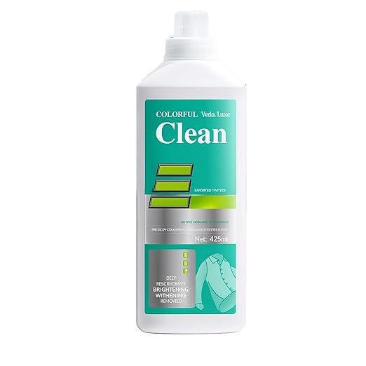 COLORFUL Veda Luxe Clean Liquid for Clothes | Deep Fabric Stain Removal & Brightening | Safe on Colored Fabrics | 8-in-1 Multipurpose Fabric Cleaner | 425ml