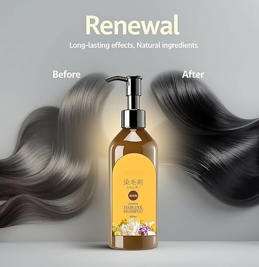 Japanese Hair Dye Shampoo – Natural Ammonia-Free Hair Color for Men & Women | Long-Lasting Plant-Based Hair Coloring Shampoo for All Hair Types[pack of2]