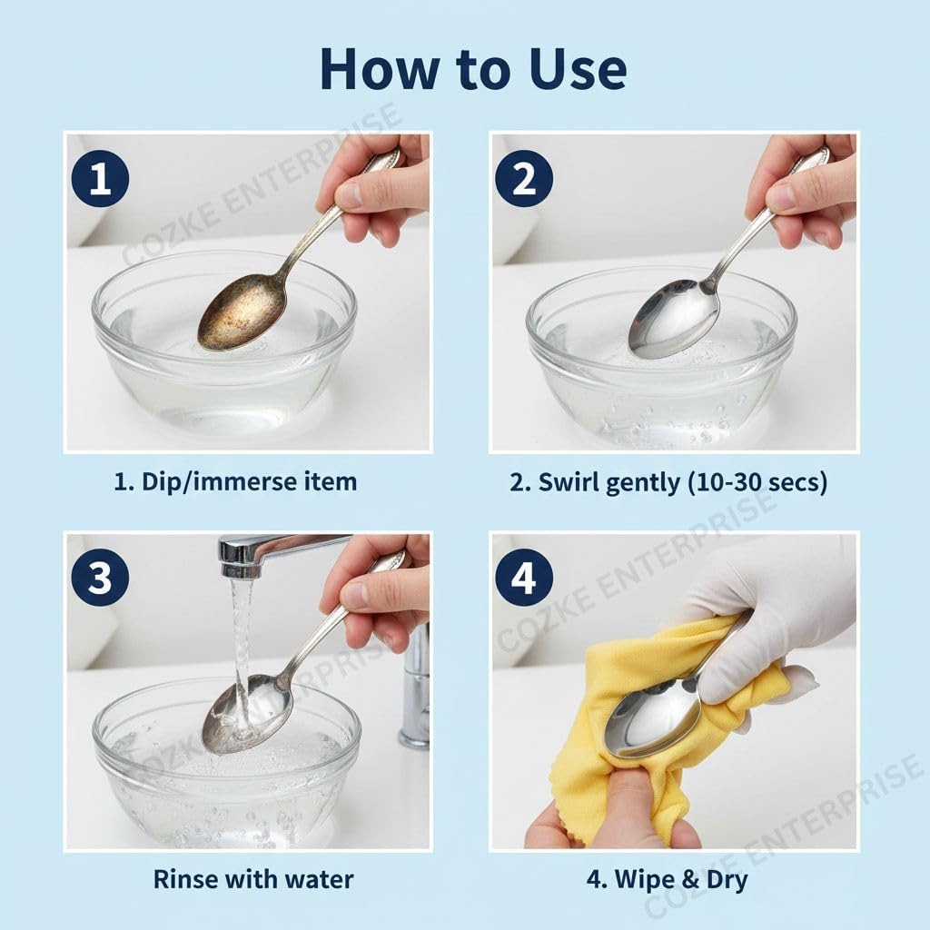 Brilliant Silver Dip Cleaning Liquid- Instant Silver Cleaner Without Silver Loss - Cleaner For Home & Kitchen Use - Silver Shield (300 ml)