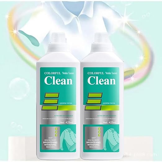 COLORFUL Veda Luxe Clean Liquid for Clothes | Deep Fabric Stain Removal & Brightening | Safe on Colored Fabrics | 8-in-1 Multipurpose Fabric Cleaner | 425ml