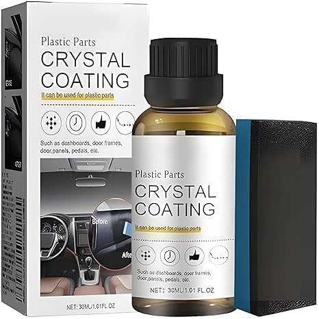 Plastic Parts Crystal Coating for Car Interior Surfaces, Liquid Bottle with Sponge Applicator, 30 ml