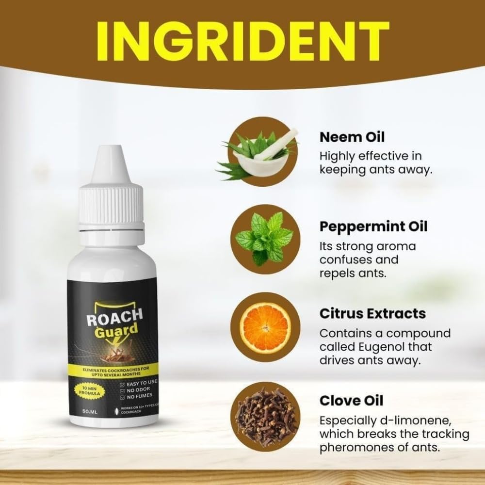 Roach Repellent Gel - Fast-Acting Gel Bait Eliminates Cockroaches in Home & Kitchen, Child & Pet Resistant 50ml (1)