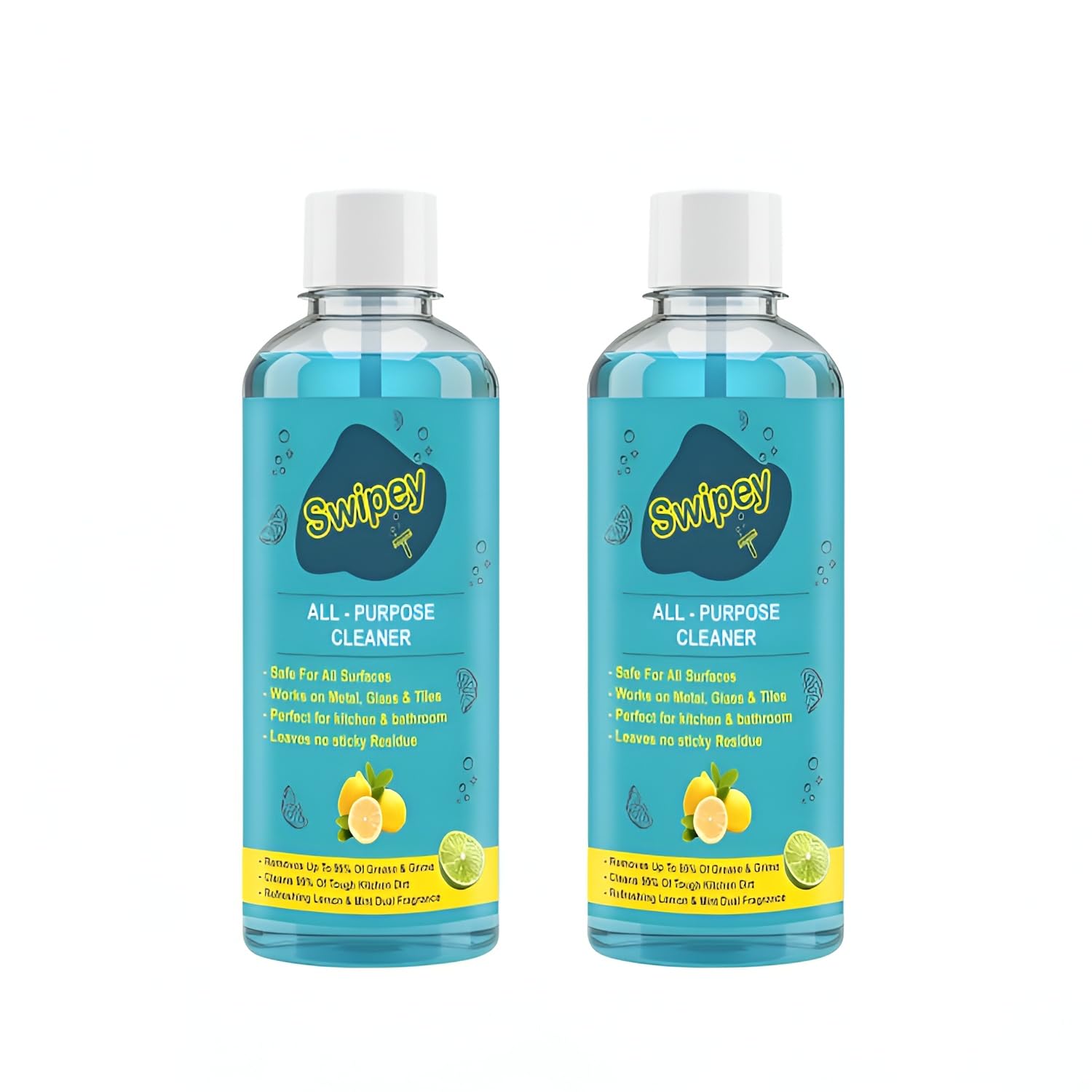 Swipey All-Purpose Cleaner Combo – Lemon Scented Multi-Surface Cleaning Liquid | Powerful Blue Cleaner for Kitchen, Floor & Bathroom [pack of 2]