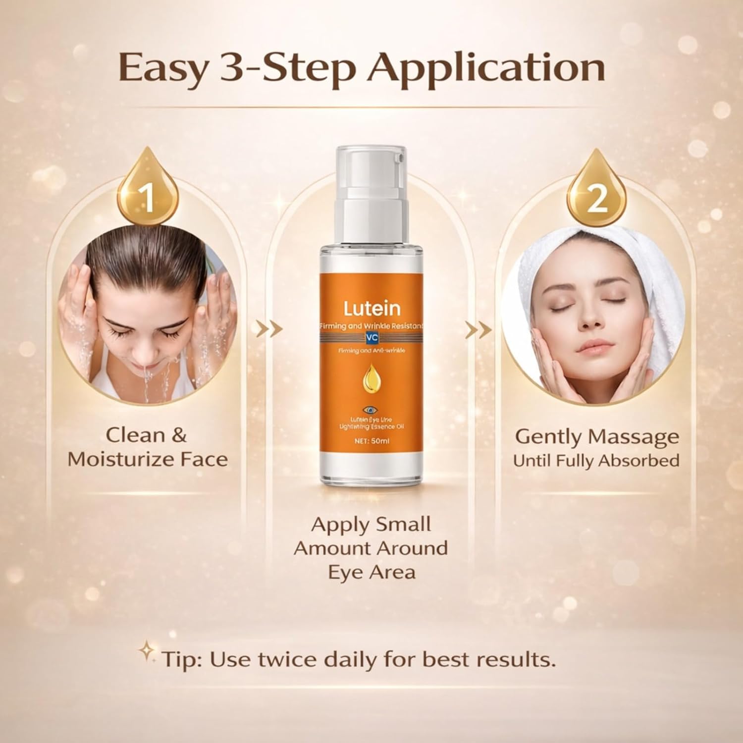 Lutein Firming and Wrinkle Resistant VC Eye Essence Oil – Anti-Wrinkle, Firming, Brightening, and Moisturizing Serum for Eye Lines and Dark Circles – Lutein...