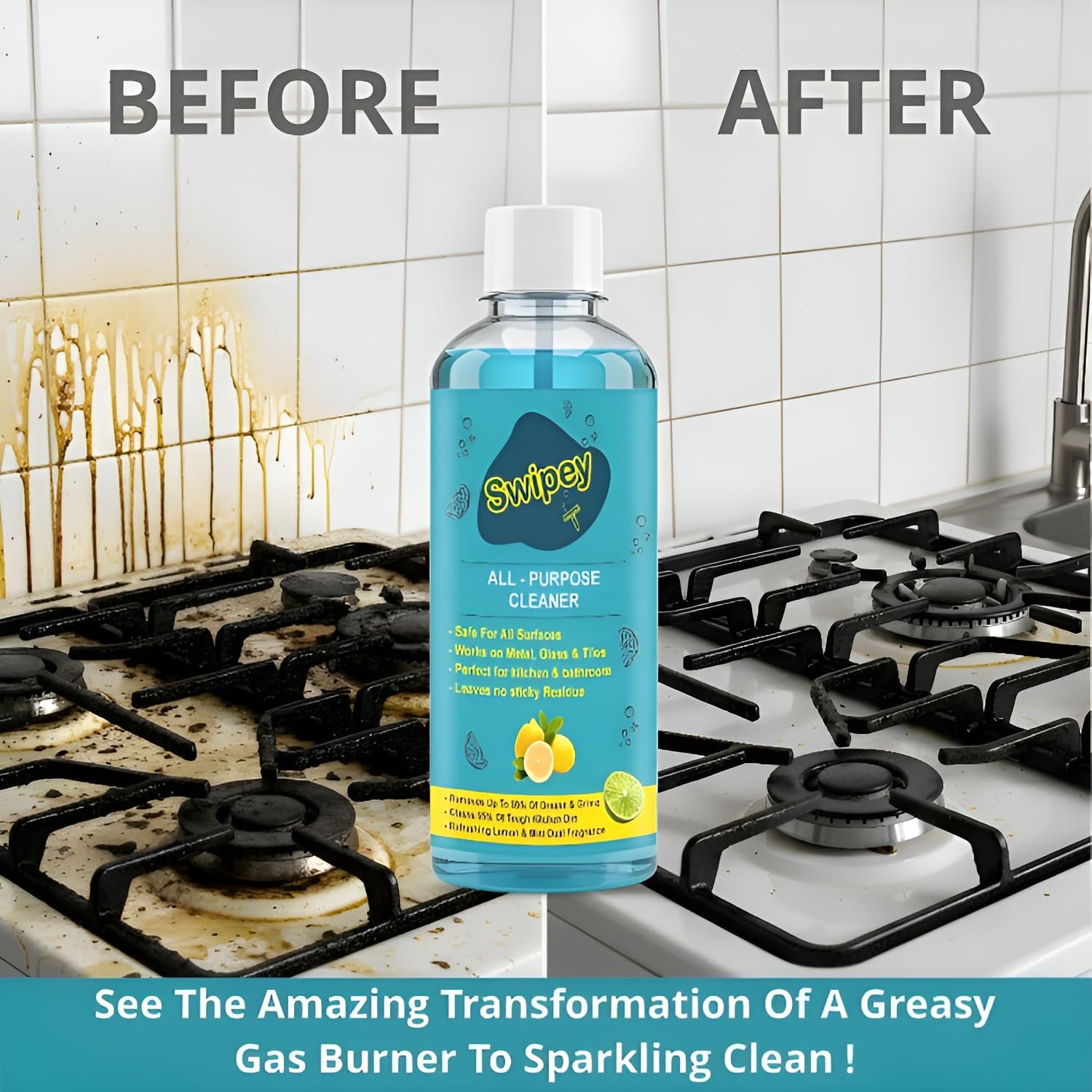 Swipey All-Purpose Cleaner Combo – Lemon Scented Multi-Surface Cleaning Liquid | Powerful Blue Cleaner for Kitchen, Floor & Bathroom [pack of 2]