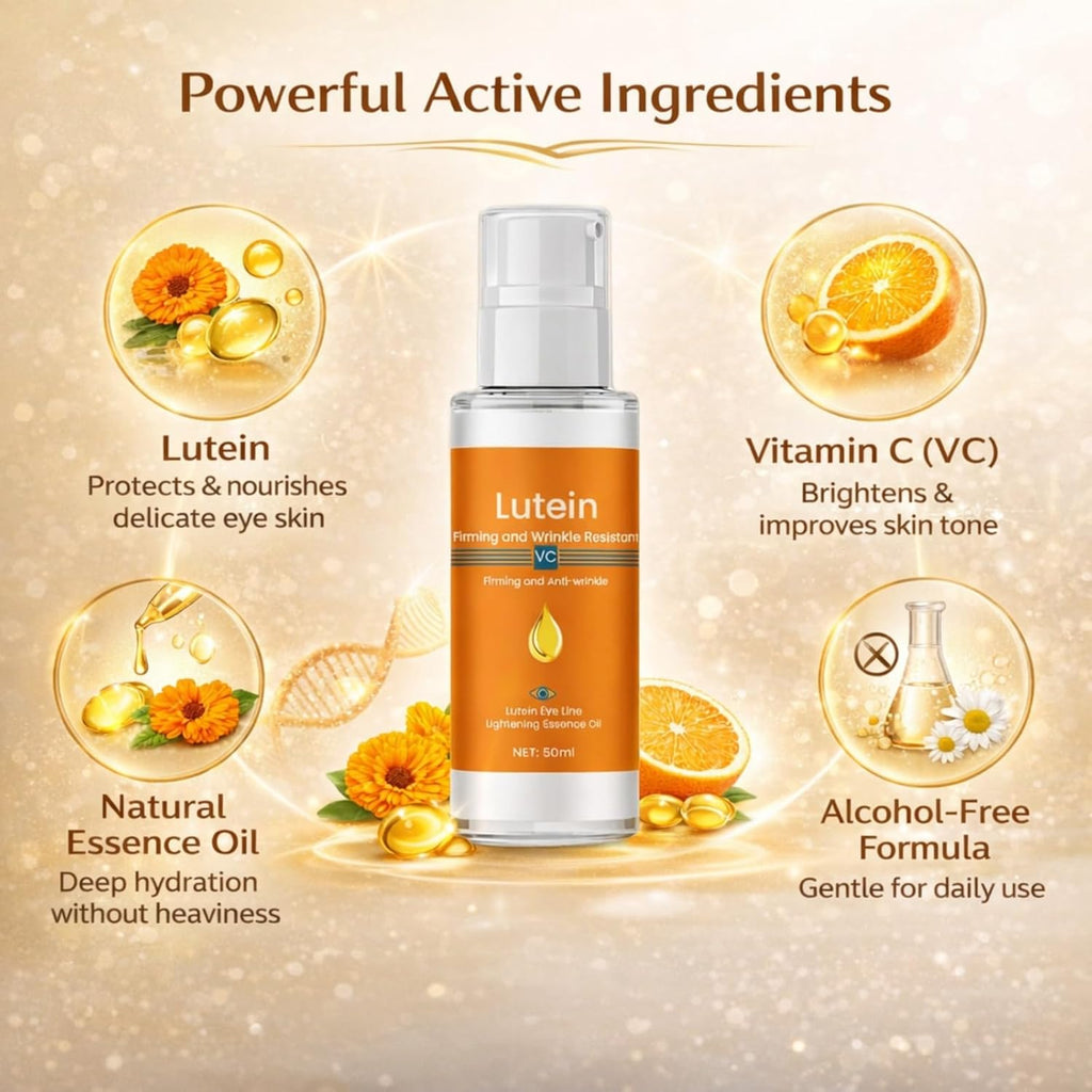 Lutein Firming and Wrinkle Resistant VC Eye Essence Oil – Anti-Wrinkle, Firming, Brightening, and Moisturizing Serum for Eye Lines and Dark Circles – Lutein...