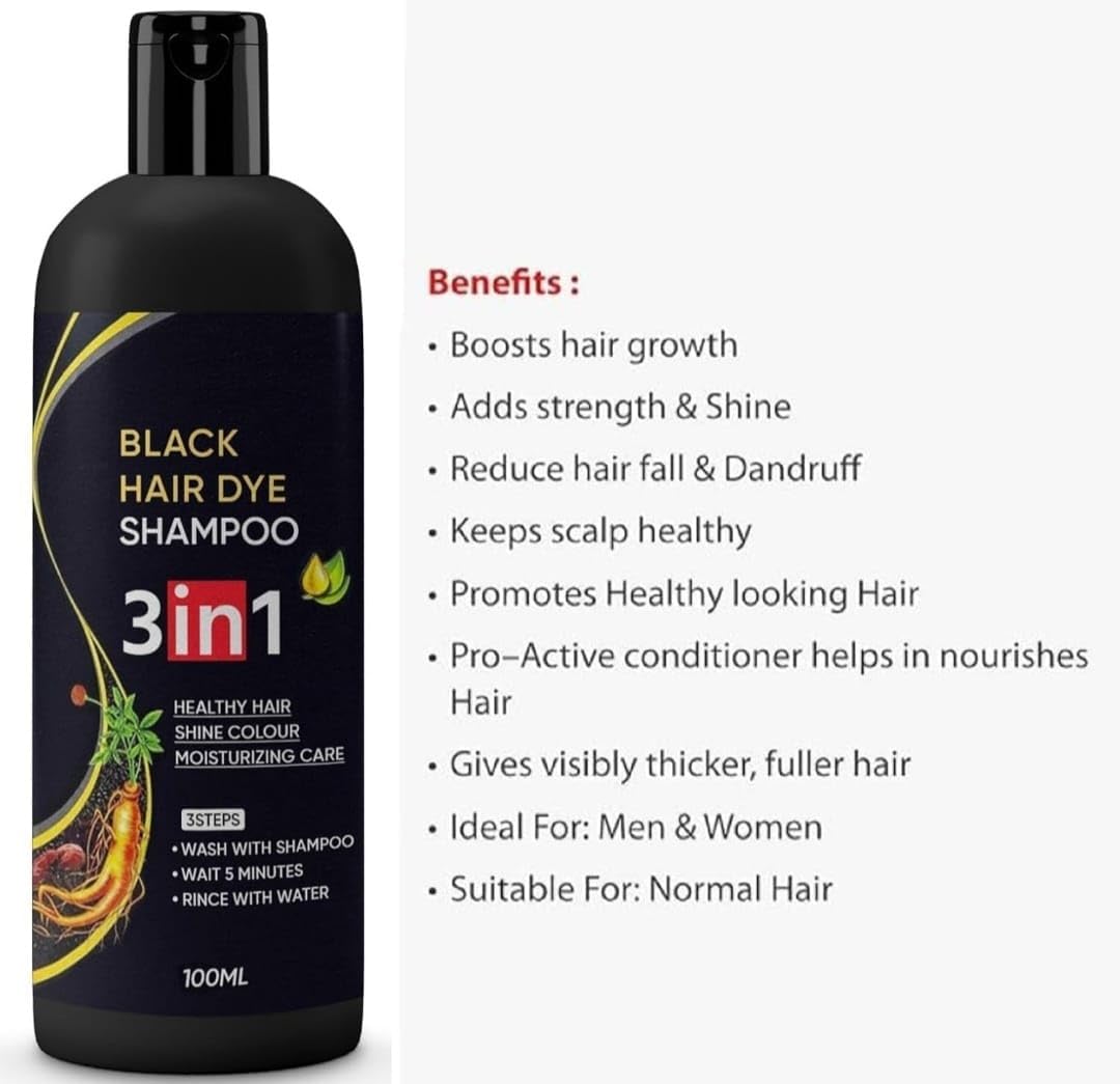 Black Hair Dye Shammpoo 3 in 1