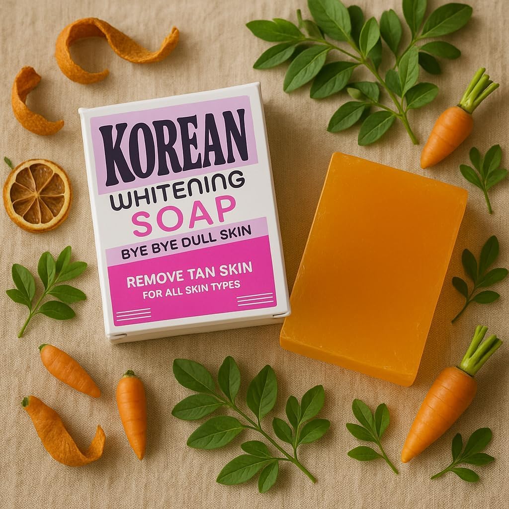 Korean Whitening Soap - Bye Bye Dull Skin, Remove Tanning, Brightening Face & Body Soap with Kojic Acid, Vitamin C, Niacinamide. Fades Dark Spots, Removes Tan, for All Skin Types.100g Each [pack -2]